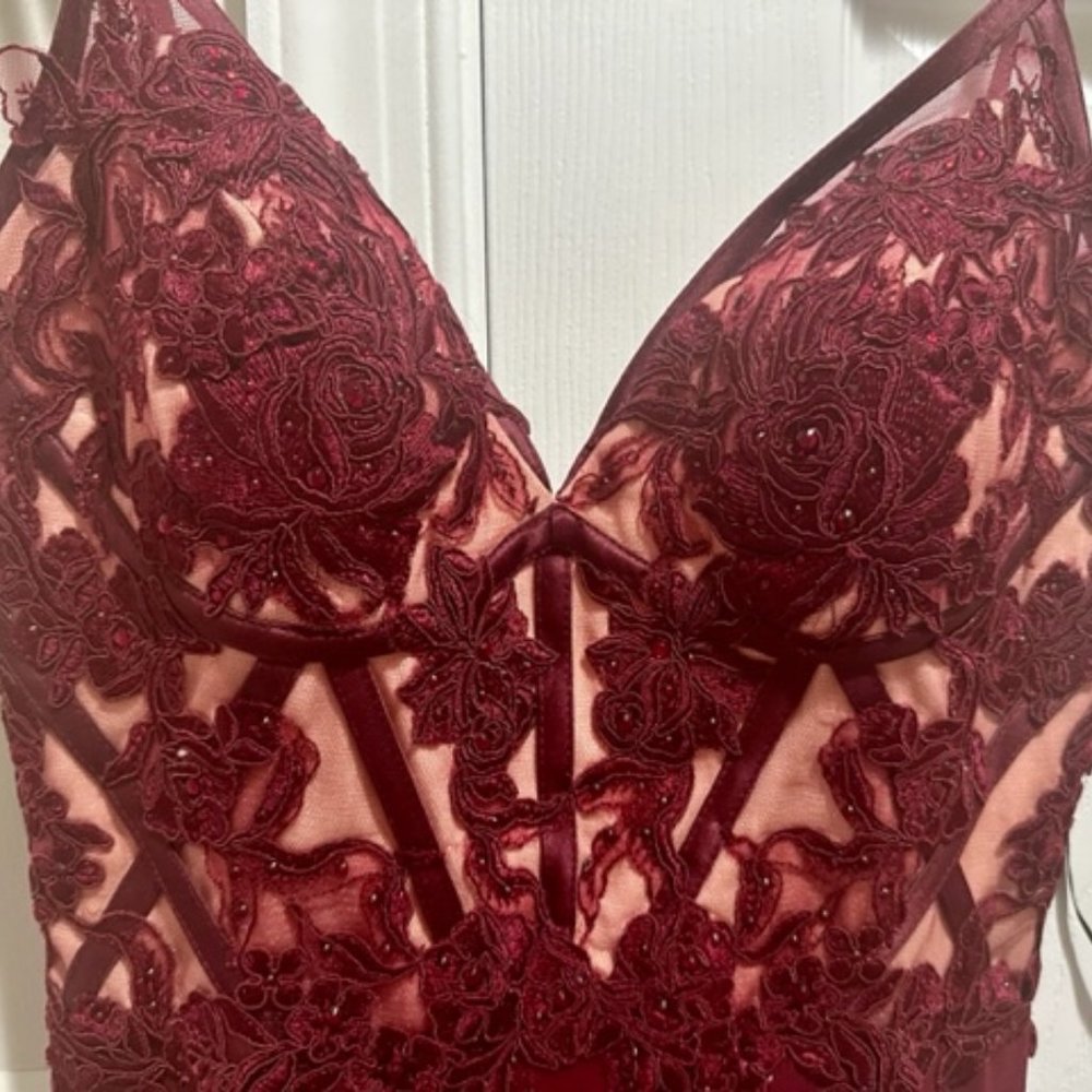 Lulu's Burgundy Embroidered Maxi Dress - Picture 6 of 6